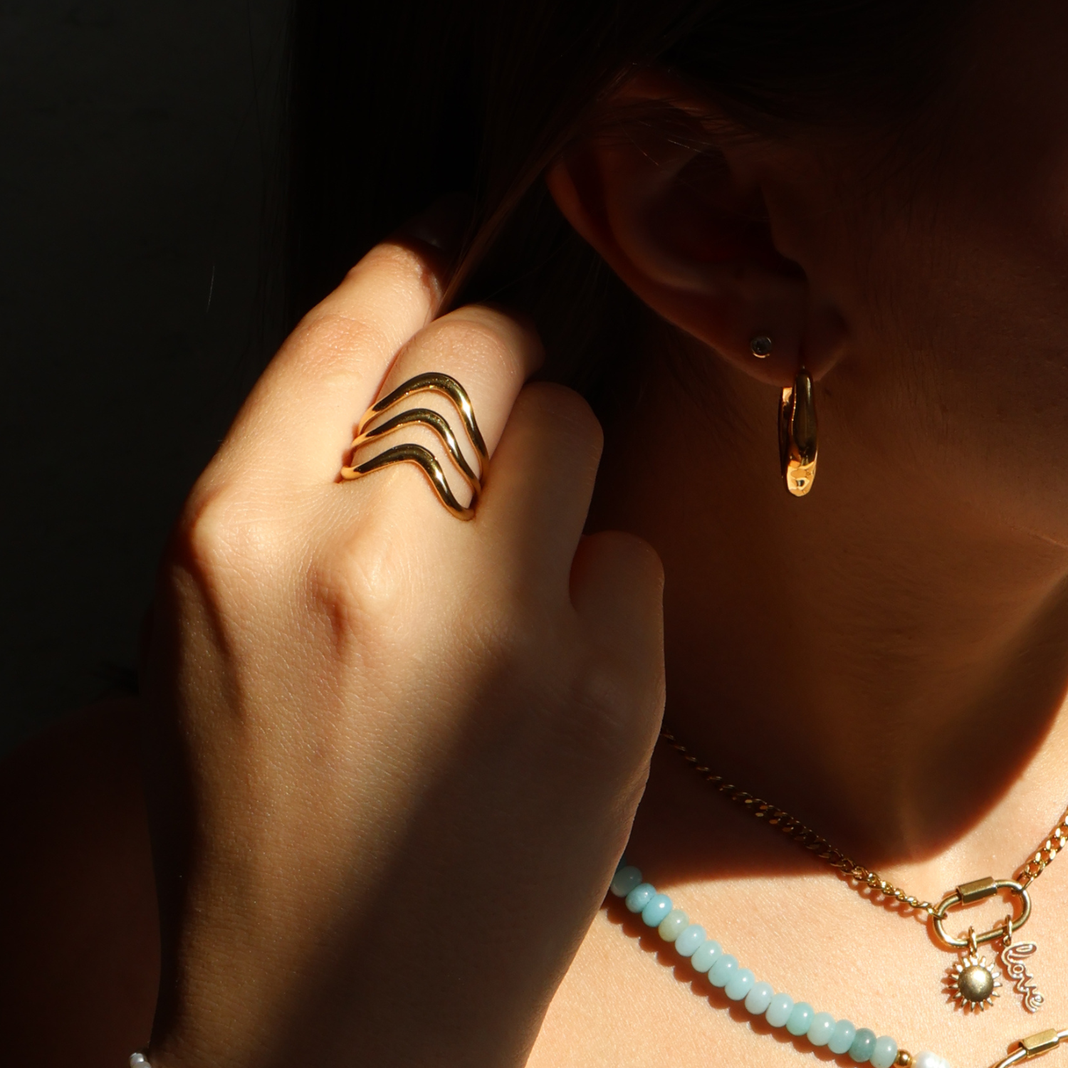 GOLDEN HOUR | Trio Ring | Größenverstellbar