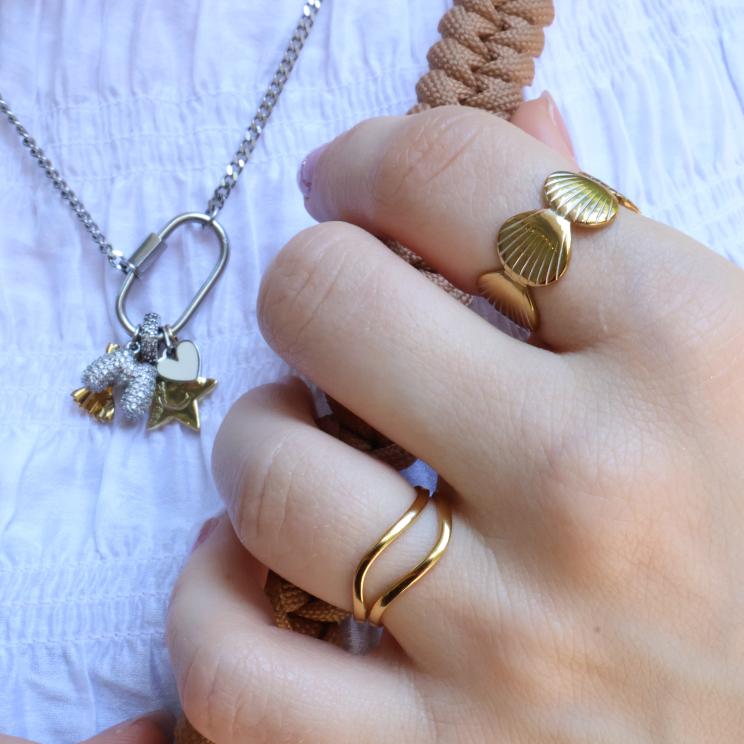 Shell Ring bicolor | Größenverstellbar