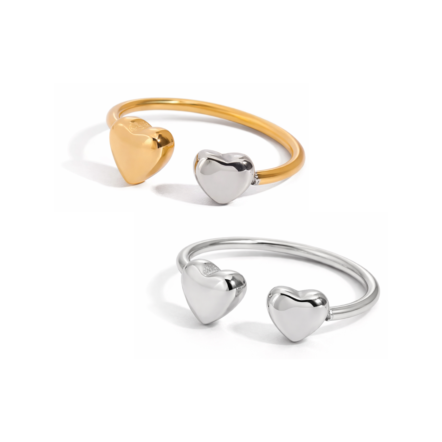 Double Heart Ring | Größenverstellbar