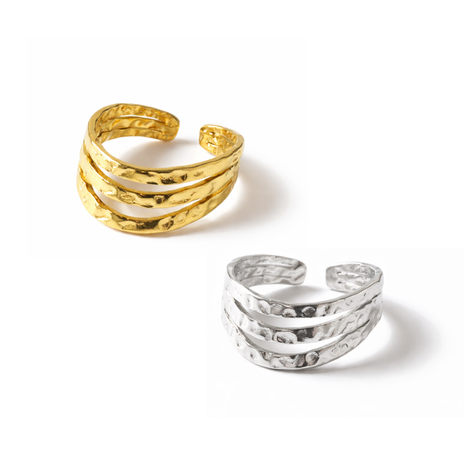 Hammered Triple Ring | Größenverstellbar